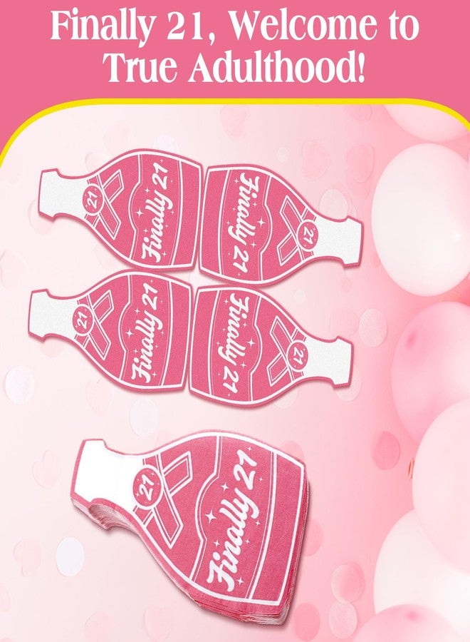 Trandraft 100 Pack 21st Birthday Napkins Finally 21 Legal Drinking Hot Pink Disposable Paper Beverage Cocktail Napkins 21st Birthday Decorations for Her, 2 Ply, 6.5 x 3.5 Inch - Image 5